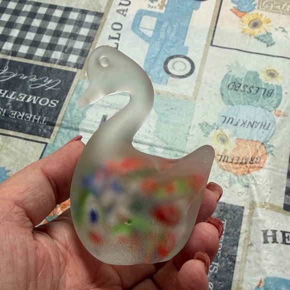 Other - Frosted Glass Swan with Multicolor Accents